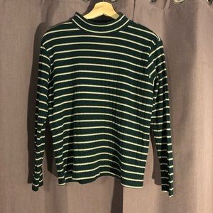 Green Striped Mock Turtle Neck